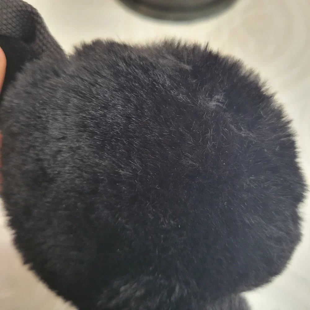 Vince Camuto Earmuffs Black Embellished Studded‎ Knot Faux Fur One Size Cozy